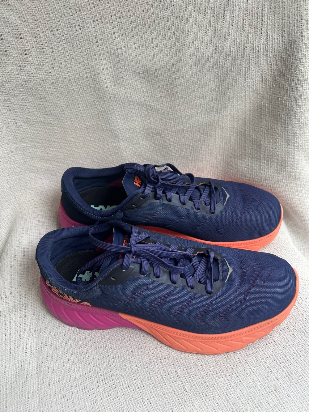 Hoka Women's Navy with Coral and Pink Athletic Running Shoe - Picture 9 of 16